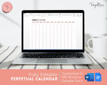 Load image into Gallery viewer, EDITABLE Perpetual Calendar | Undated Year at a Glance Reusable Calendar, Year Overview on One Page, Annual 12 Month Planner | Pink

