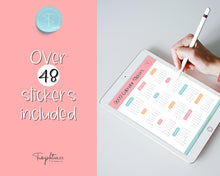Load image into Gallery viewer, 2023 Digital Calendar Stickers for iPad | GoodNotes &amp; Notability Sticky Notes, Mini Calendar Digital Planner Stickers, Transparent PNGs | Colorful Sky
