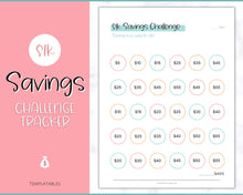 Load image into Gallery viewer, 1000 Savings Challenge, 1k Saving Tracker Printable | 30 day, Cash Envelopes to Save Money &amp; Budget | Colorful Sky
