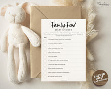 Load image into Gallery viewer, Family Feud Baby Shower Games Printable | Trivia Activity for Woodland, Boho, Neutral Theme Baby Showers
