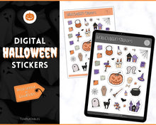 Load image into Gallery viewer, Digital HALLOWEEN Stickers Pack | GoodNotes &amp; Notability Horror Stickers for iPad, October Fall Planner | Pre cropped PNG
