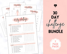 Load image into Gallery viewer, 30 Day Habit Tracker Printable | EDITABLE 30 Day Self Care Fitness Challenge | Pink
