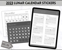 Load image into Gallery viewer, Digital 2023 Lunar Calendar Stickers | Moon Calendar Sticky Notes, 2023 Moon Phase Digital Stickers
