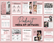 Load image into Gallery viewer, Podcast Media Kit Template Bundle | Editable Canva Podcast Planner, Press Kit, Rate Sheet Card | 20 Page Pink Vol 2
