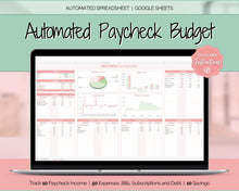 Load image into Gallery viewer, Budget by Paycheck Google Sheets Spreadsheet | Biweekly Zero Based Budget Tracker | Red
