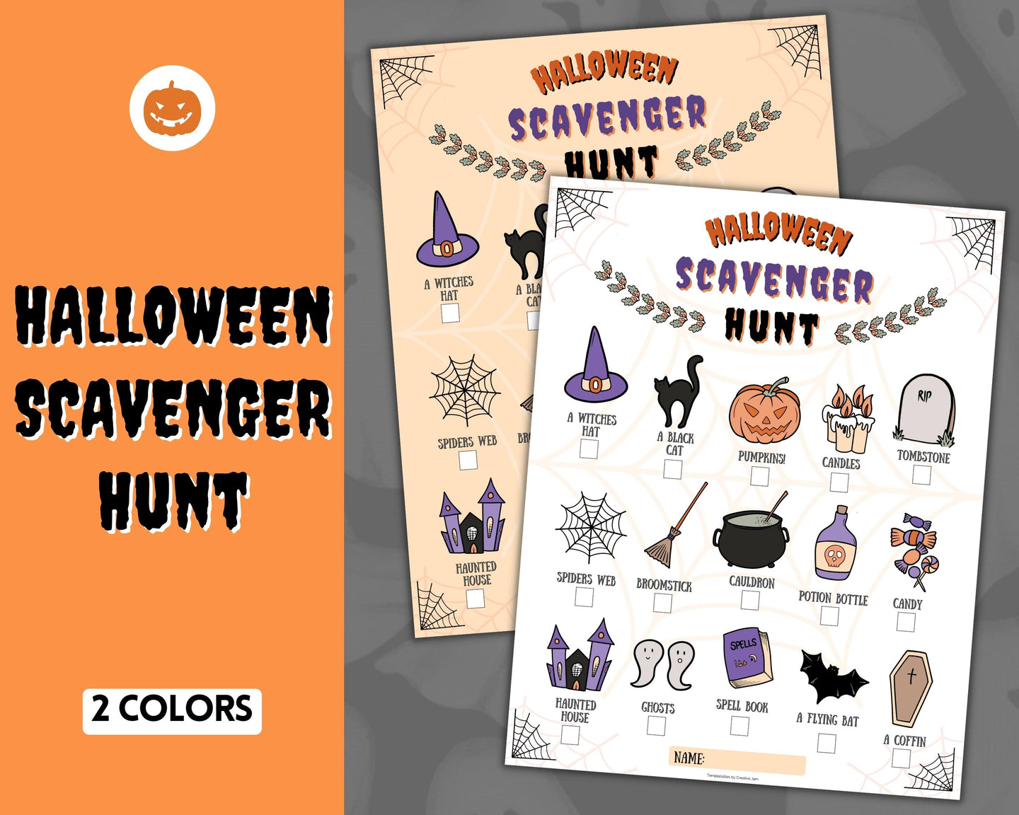 Kids Halloween Scavenger Hunt Printable Party Game | Halloween Treasure Hunt, Trick or Treat Alternative Activites