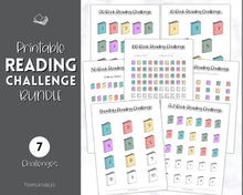 Load image into Gallery viewer, Book Reading Challenge BUNDLE | 52 Weeks, 100 Book Reading Log Printable Planner | Sky Mono
