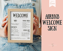 Load image into Gallery viewer, Airbnb Welcome Sign Poster Template | Printable Airbnb Host Vacation Rental Sign | Farmhouse
