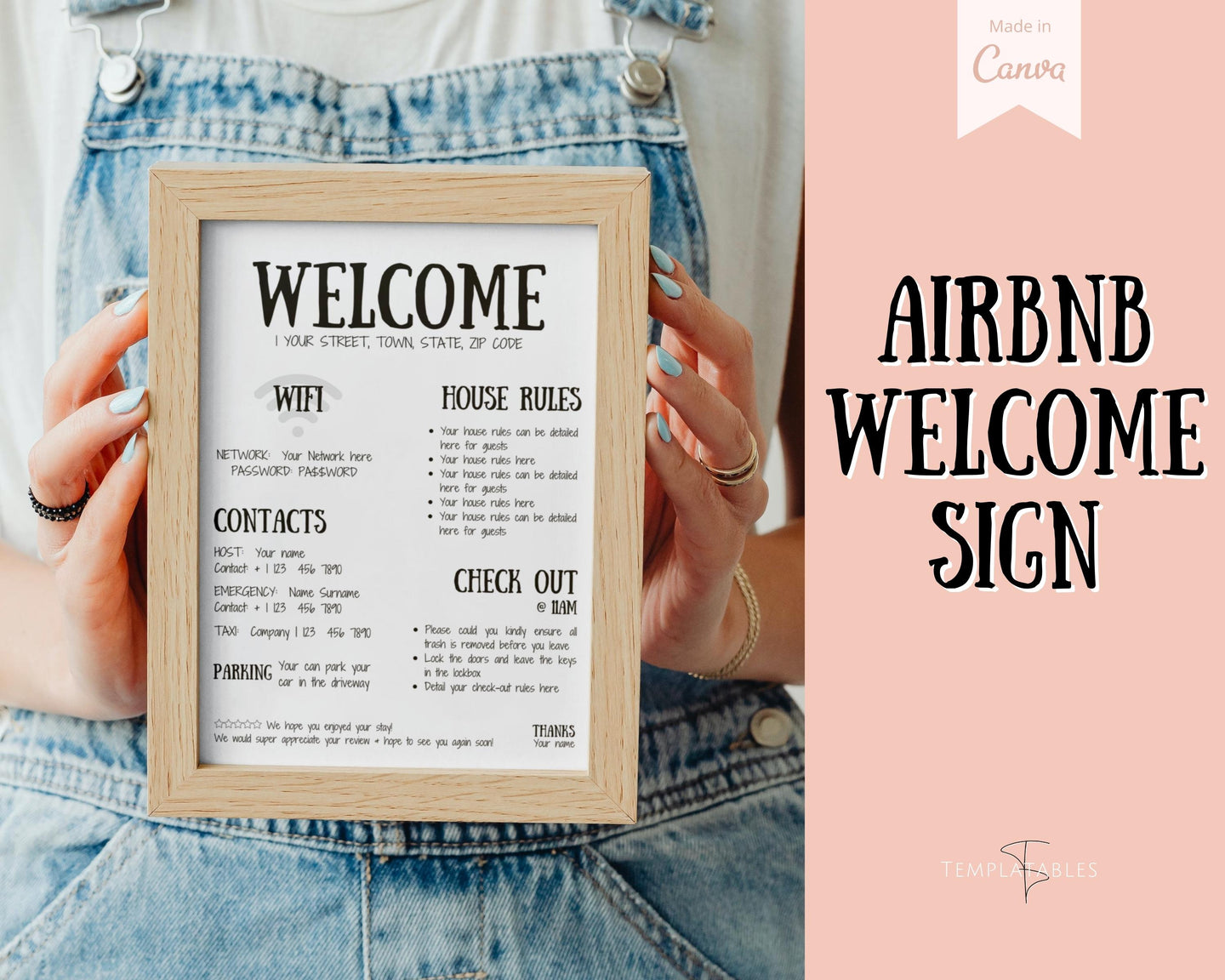 Airbnb Welcome Sign Poster Template | Printable Airbnb Host Vacation Rental Sign | Farmhouse