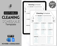 Load image into Gallery viewer, Editable House Shape Cleaning Schedule &amp; Housekeeping Checklist for House Chores | Mono
