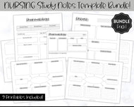 Nurse Student Notes Study Guide Bundle | Concept Map, Disease Template, Pharmacology, Pathophysiology, Med Surg, Drug Card | Mono