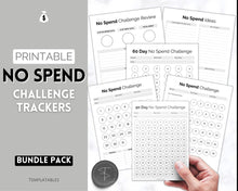 Load image into Gallery viewer, No Spend Challenge BUNDLE | Printable 30 day, 60 day, 90 day Savings Challenge &amp; Monthly Spending Tracker | Mono
