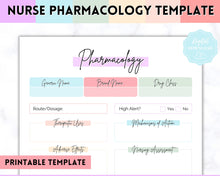 Load image into Gallery viewer, Pharmacology Nursing Template Printable | Pharmacology Study Guide, Notes &amp; Flash Cards | Pastel Rainbow
