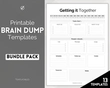 Load image into Gallery viewer, EDITABLE Brain Dump Template BUNDLE | To Do List Printable, ADHD Work Productivity Planner | Mono
