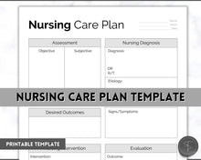 Load image into Gallery viewer, Nursing Care Plan Template Printable | Nursing School Notes Assessment, Student Study Guide &amp; Cheat Sheet | Mono
