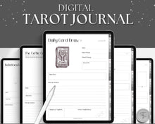 Load image into Gallery viewer, Digital Tarot Journal Workbook for GoodNotes | Tarot Planner, Daily Card Reading, Tarot Spreads, Tarot Deck Notebook | Mono
