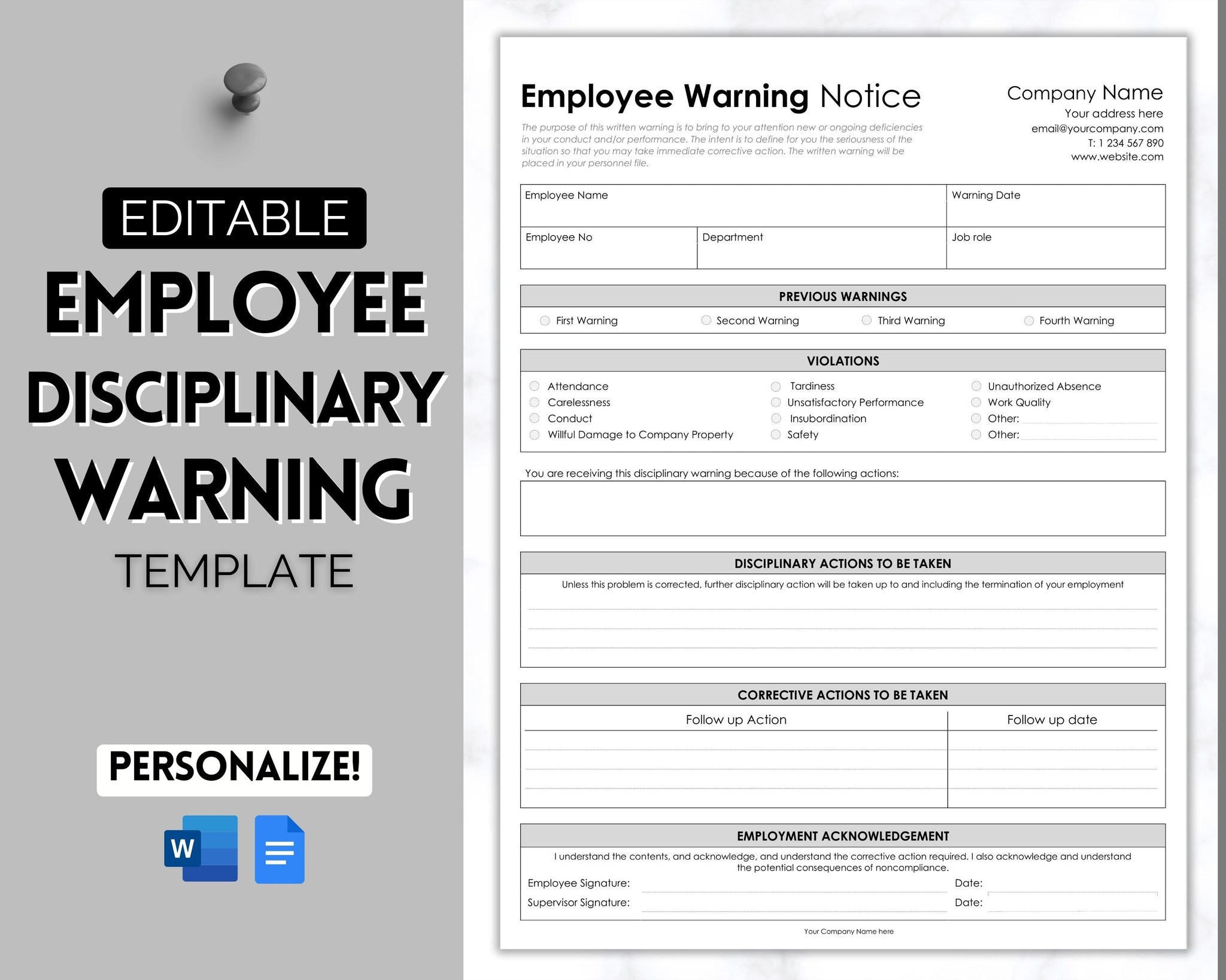 Store Write Up Form Employee Write Up Form
