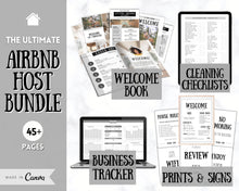 Load image into Gallery viewer, Airbnb Host BUNDLE | Editable Airbnb Signs, Welcome Book Template, Cleaning checklist, Business Tracker Spreadsheet | Farmhouse
