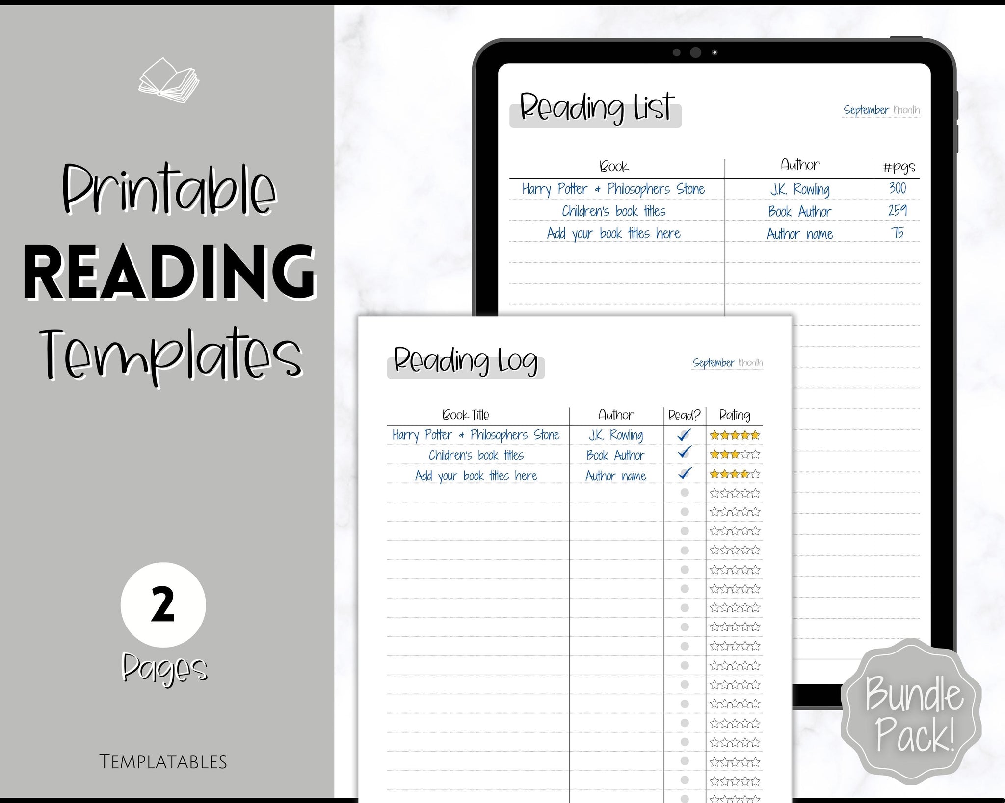 Reading Journal Template Reading Tracker, Reading Log, Book Journal, Reading  Planner, Planner Inserts, Journal Inserts 