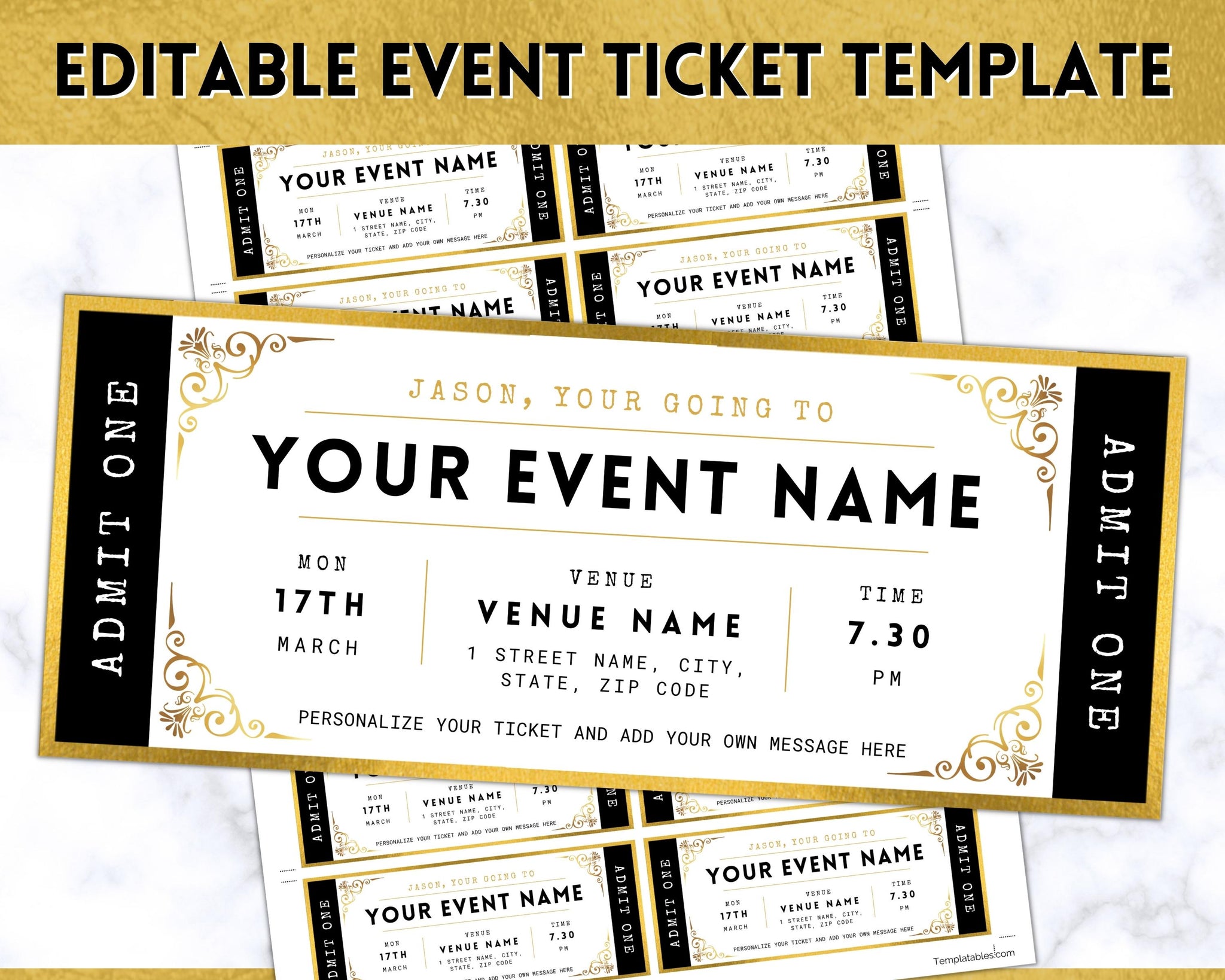 Event Ticket Editable Template Perfect Gift for Special Occasions Event Ticket Editable Template Perfect Gift for Special Occasions
