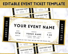 Load image into Gallery viewer, EDITABLE Event Ticket Gift Template | DIY Templates for Concerts, Theatre Shows, Surprise Gifts &amp; Special Occassions | Gold
