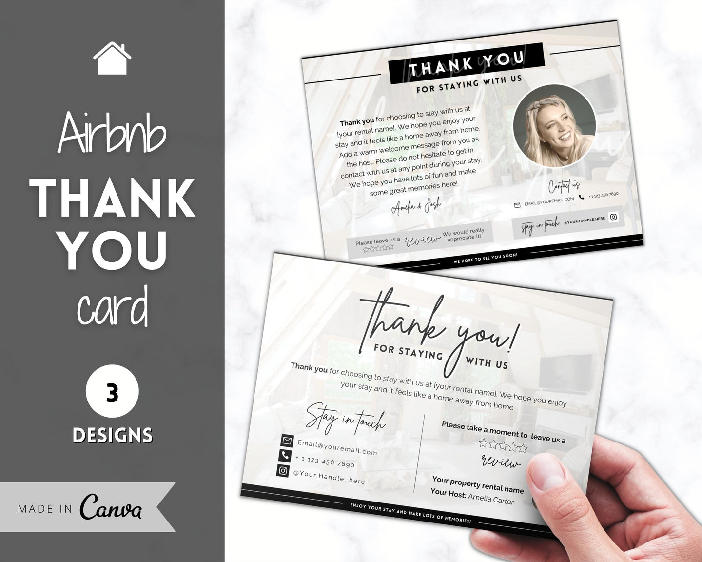 VRBO Thank You Card for Hosts | Editable Welcome Card | Mono