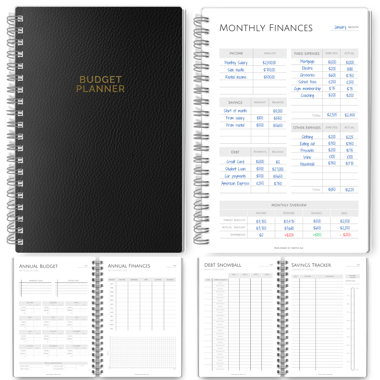 Budget Planner & Monthly Bill Organizer | Finance Budget Planner, Financial Savings, Debt, Income, Expenses, Spending & Bill Trackers | A5 Mono