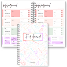 Load image into Gallery viewer, Food Journal: Daily Food Journal, 90 Day Meal Tracker &amp; Planner, Fitness Diet Wellness Planner, Habit Tracker, Weight Loss Tracker, Nutrition Log, Daily Food Diary | A5 Pastel Rainbow
