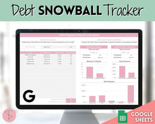 Load image into Gallery viewer, Dave Ramsey Debt Snowball Calculator | Google Sheets Debt Payoff Automated Tracker Template | Budget Planner Spreadsheet | Pink
