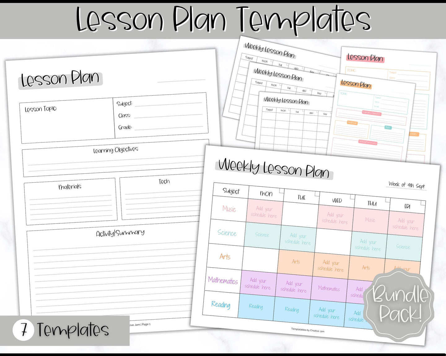 Lesson Plan Template Printable | Teacher Lesson Plan, Editable Digital Lesson Planner | Mono