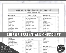 Load image into Gallery viewer, Airbnb Essentials Checklist | EDITABLE Airbnb Inventory List for Airbnb Hosts | Mono
