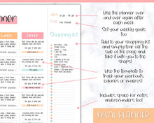 Load image into Gallery viewer, Colorful Meal Planner BUNDLE | Weekly Food Diary, Meal Tracker Printable, Daily Food Journal &amp; Grocery List | Colorful Sky
