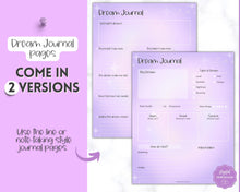 Load image into Gallery viewer, Dream Journal Printable BUNDLE | Dream Analysis, Dream Interpretation, Dream Tracker, Dream Diary &amp; Sleep Tracker | Purple
