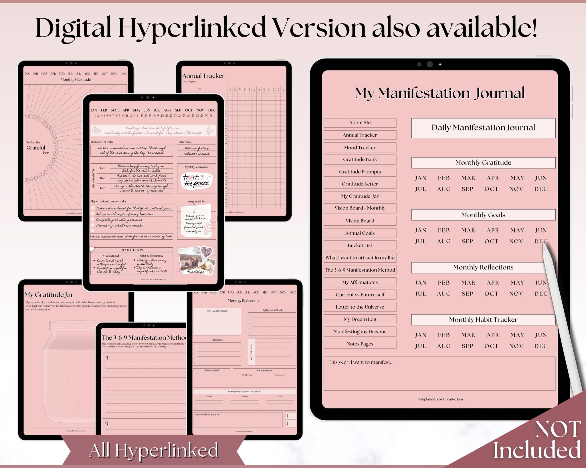 Tarot Planner Printable, Manifest Your Dreams, Law of Attraction