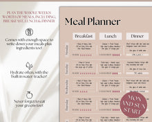 Load image into Gallery viewer, Boho Meal Planner BUNDLE | Weekly Food Diary, Meal Tracker Printable &amp; Daily Food Journal | Lux
