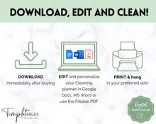 Load image into Gallery viewer, Editable Cleaning Schedule &amp; Housekeeping Checklist for House Chores | Green Eucalyptus Bundle
