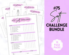 Load image into Gallery viewer, EDITABLE 75 SOFT Challenge Tracker | 75soft Printable Challenge, Fitness &amp; Health Planner | Purple Watercolor
