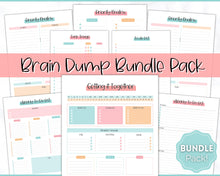 Load image into Gallery viewer, EDITABLE Brain Dump Template BUNDLE | To Do List Printable, ADHD Work Productivity Planner | Colorful Sky
