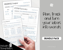 Load image into Gallery viewer, Essay Planner Printable BUNDLE for Students | Essay Writing Template for College Assignment, School, Homework &amp; Projects | Sky
