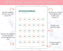 Load image into Gallery viewer, 1000 Savings Challenge, 1k Saving Tracker Printable | 30 day, Cash Envelopes to Save Money &amp; Budget | Colorful Sky
