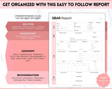 Load image into Gallery viewer, SBAR Nurse Brain Report Sheet | ICU Nurse Report, RN Nursing, New Grad, Patient Assessment, Printable Template | Pink
