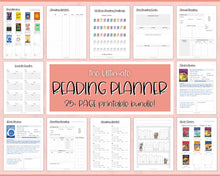Load image into Gallery viewer, READING Journal Printable Book Tracker | Reading Challenge, Book Review &amp; Journal Template, Bookshelf Insert | Sky Mono
