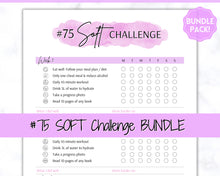 Load image into Gallery viewer, EDITABLE 75 SOFT Challenge Tracker | 75soft Printable Challenge, Fitness &amp; Health Planner | Purple Watercolor
