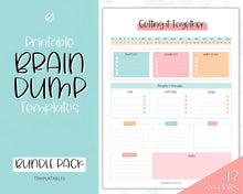 Load image into Gallery viewer, EDITABLE Brain Dump Template BUNDLE | To Do List Printable, ADHD Work Productivity Planner | Colorful Sky
