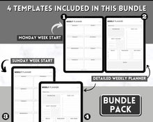 Load image into Gallery viewer, EDITABLE Weekly Planner 2 Page Templates | 2023 Weekly Schedule, To Do List Printable &amp; Habit Tracker templates | Mono Style 2
