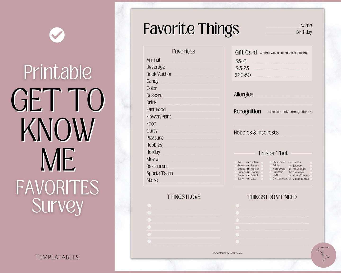 Get To Know Me Printable Game |  Get To Know You Ice Breaker Game | Employee Favorite Things, Team Building, Christmas Party | Lux