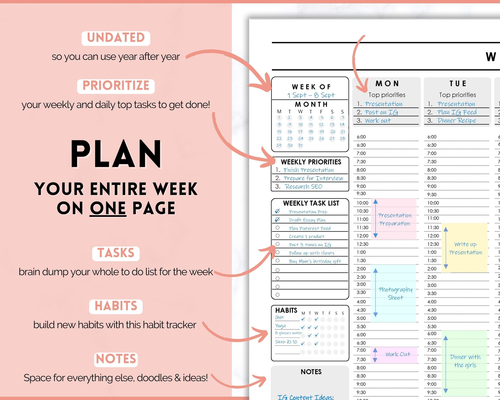 Terraria Boss Rush: Weekly Planner - One Page Per Week, Minimalist Weekly  Planner Journal, To Do List, Weekly Organizer by 