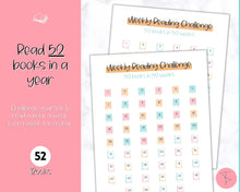 Load image into Gallery viewer, 52 Weeks Reading Book Challenge | Weekly Reading Challenge, Adult &amp; Kids Reading Log &amp; Book Tracker | Sky Colorful
