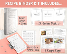 Load image into Gallery viewer, Editable Cookbook Template | Recipe Binder Kit, Recipe Book, Card &amp; Sheet Templates, Food Planner, 35+ page bundle | Mono

