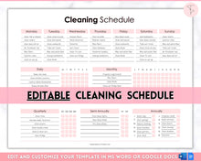 Load image into Gallery viewer, Editable Cleaning Schedule &amp; Housekeeping Checklist for House Chores | Pink Bundle

